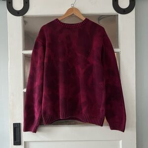 Custom Dyed Vintage Chaps Burgundy Red Cotton Knit Long Sleeve Crew Neck Sweater